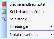 højrekliksmenu journaltekst