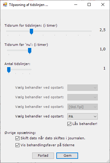 Tilpasning af tidslinjen