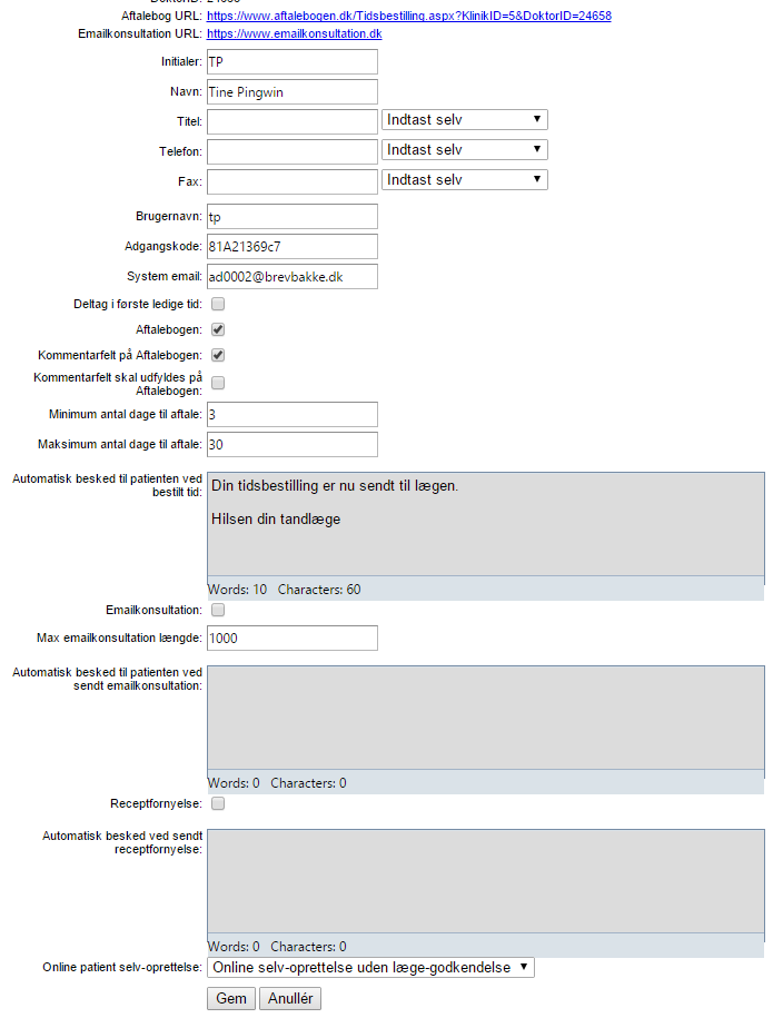 e-admin brugerinfo