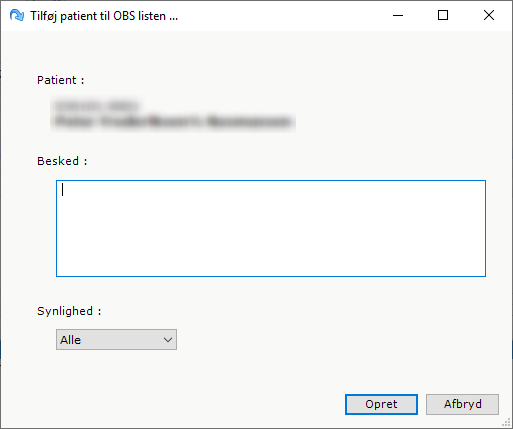 tilføj patient til obs liste
