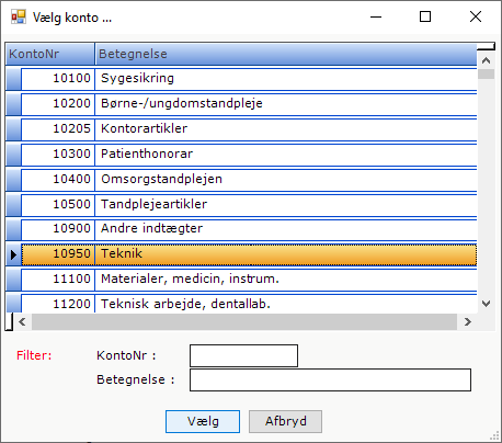 vælg konto teknik