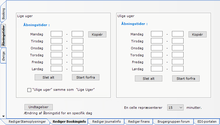 dagsspecifik opsætning